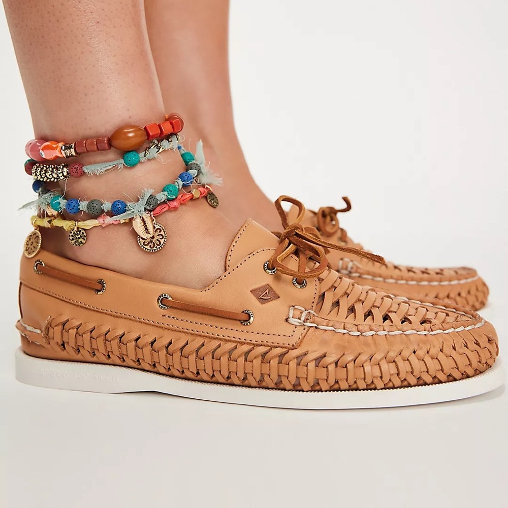 NEW IN BOX Sperry 2-Eye Woven Leather Boat Shoes